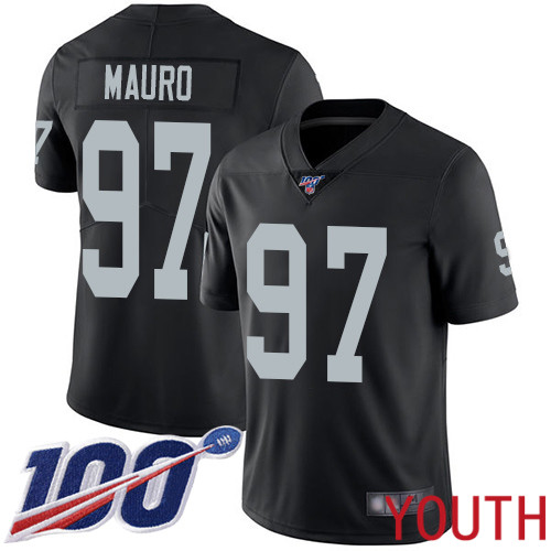 Oakland Raiders Limited Black Youth Josh Mauro Home Jersey NFL Football #97 100th Season Vapor Jersey->women nfl jersey->Women Jersey